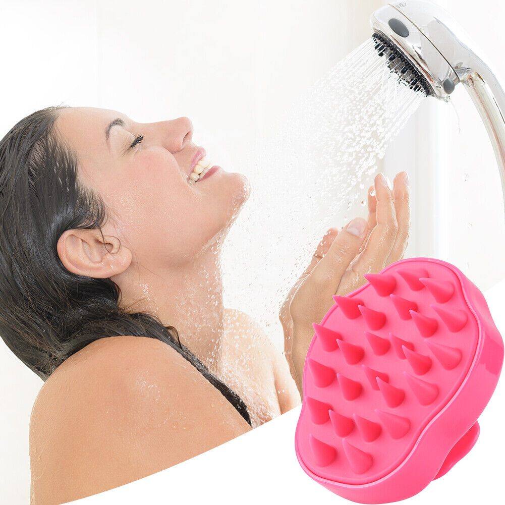 Silicone Hair Washing Comb Brush Head Scalp Massage Brush (Rose)