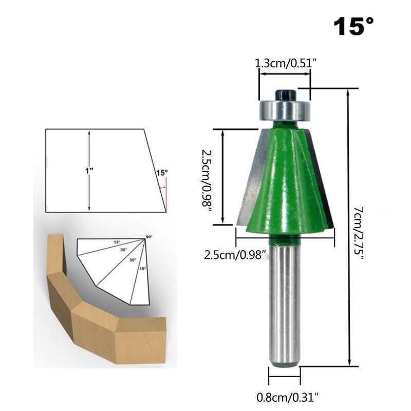 5x/Set 8mm Shank Chamfer Router Bits Multi-angle Milling Cutter for Woodworking