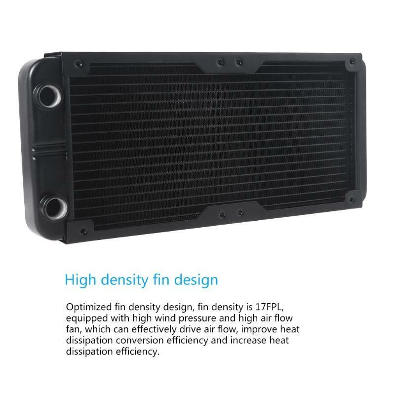 DIY Liquid Cooling System High-Density Fins 18 Row Aluminum Tubes Radiator 240mm