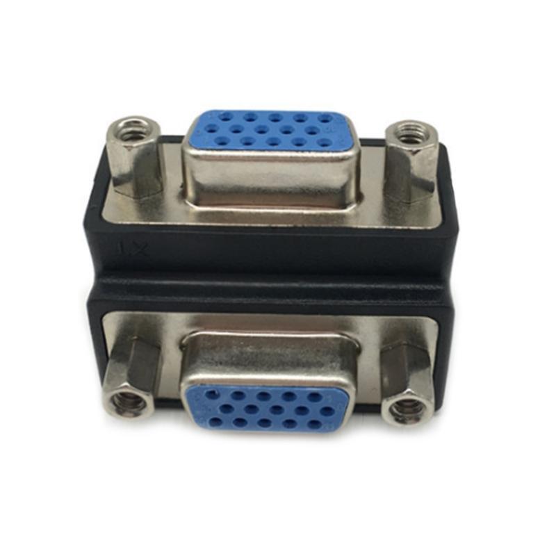 Black Right Angle VGA 15 Female to 15 Female 90° Adapter More Convenient