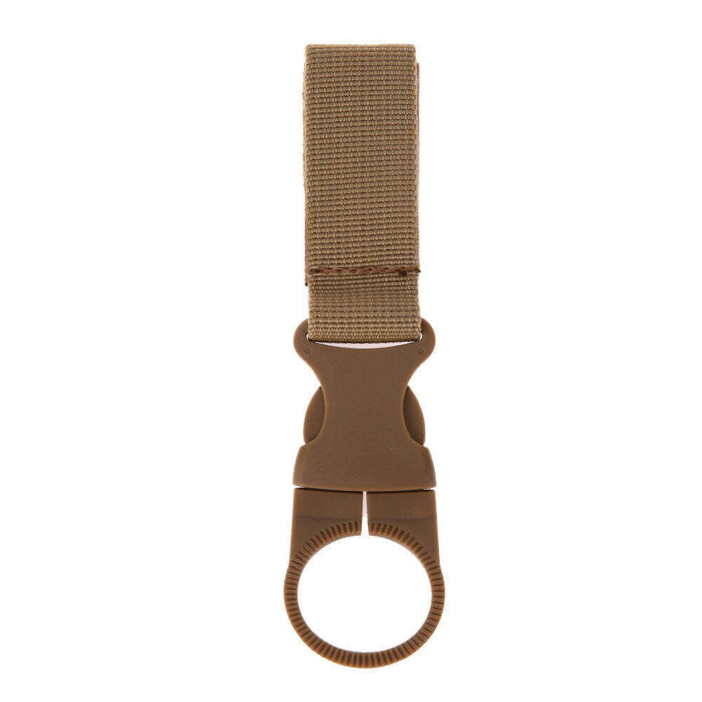 Portable Outdoor Hiking Nylon Webbing Bottle Holder Buckle Clip(Khaki)