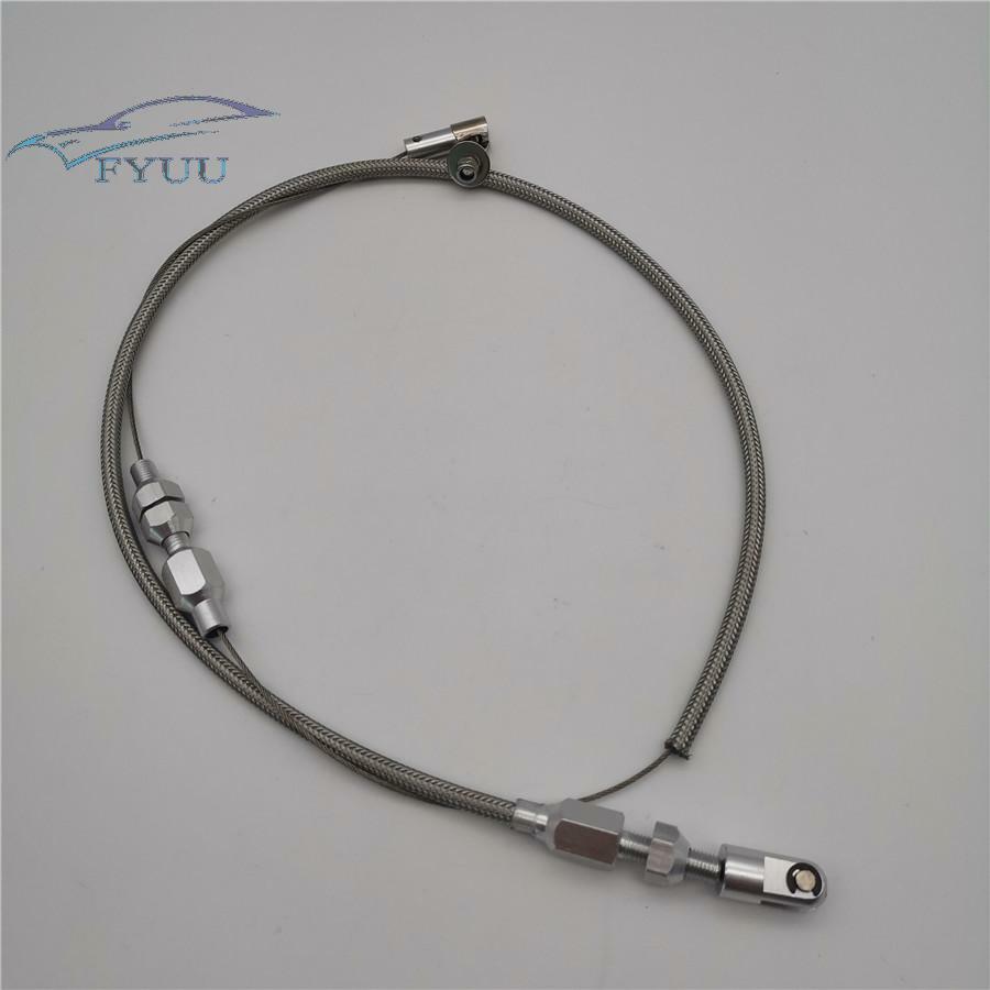 For Ford Chevy New Throttle Pedal Cable Stainless Steel Braided Aluminum Ends