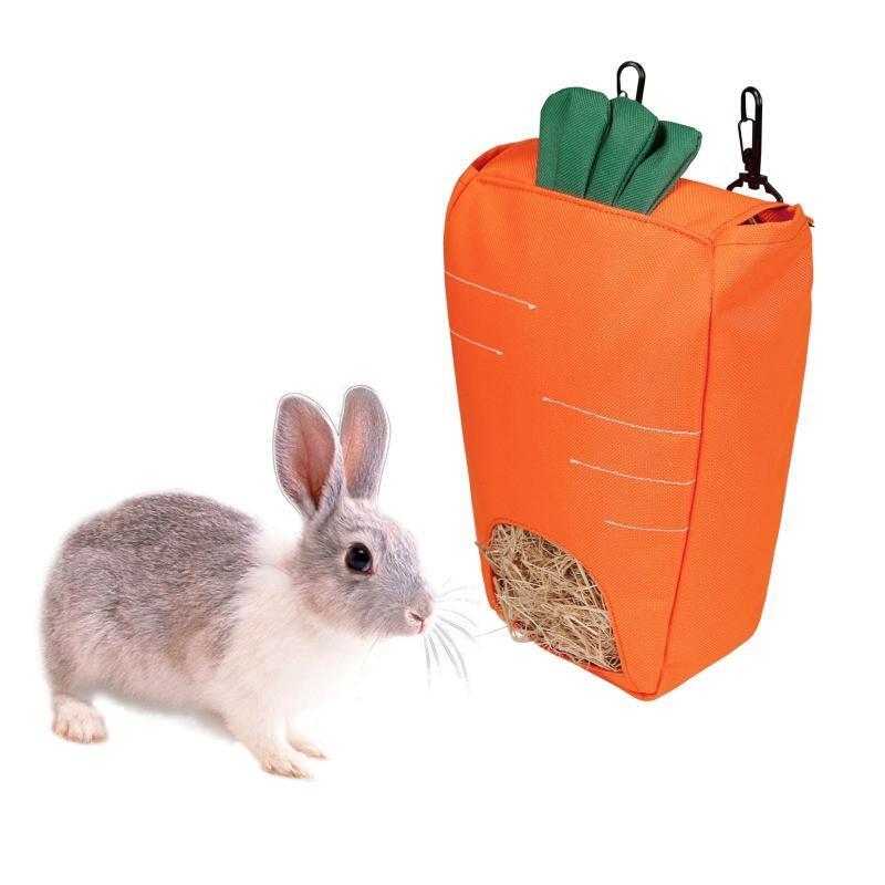 Rabbit Hay Feeder Carrot Shaped Bag Hanging Feeding Storage Sacks for Guinea Pig