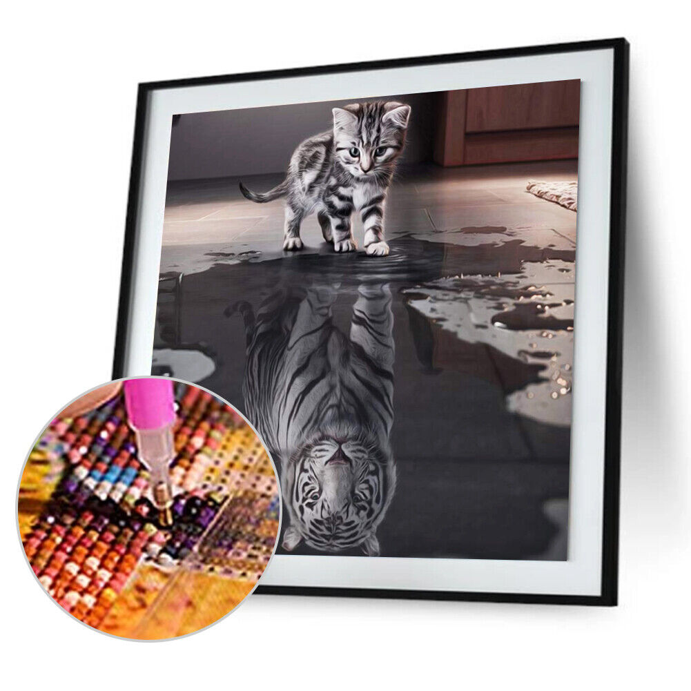 5D DIY Round Drill Diamond Painting Cat Cross Stitch Embroidery (30x30cm)