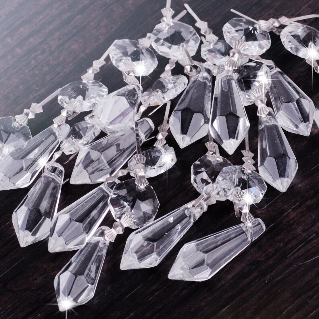 20x Clear Icicle Crystal Chandelier Lamp Lighting Prisms Pendants Glass Drop Li
