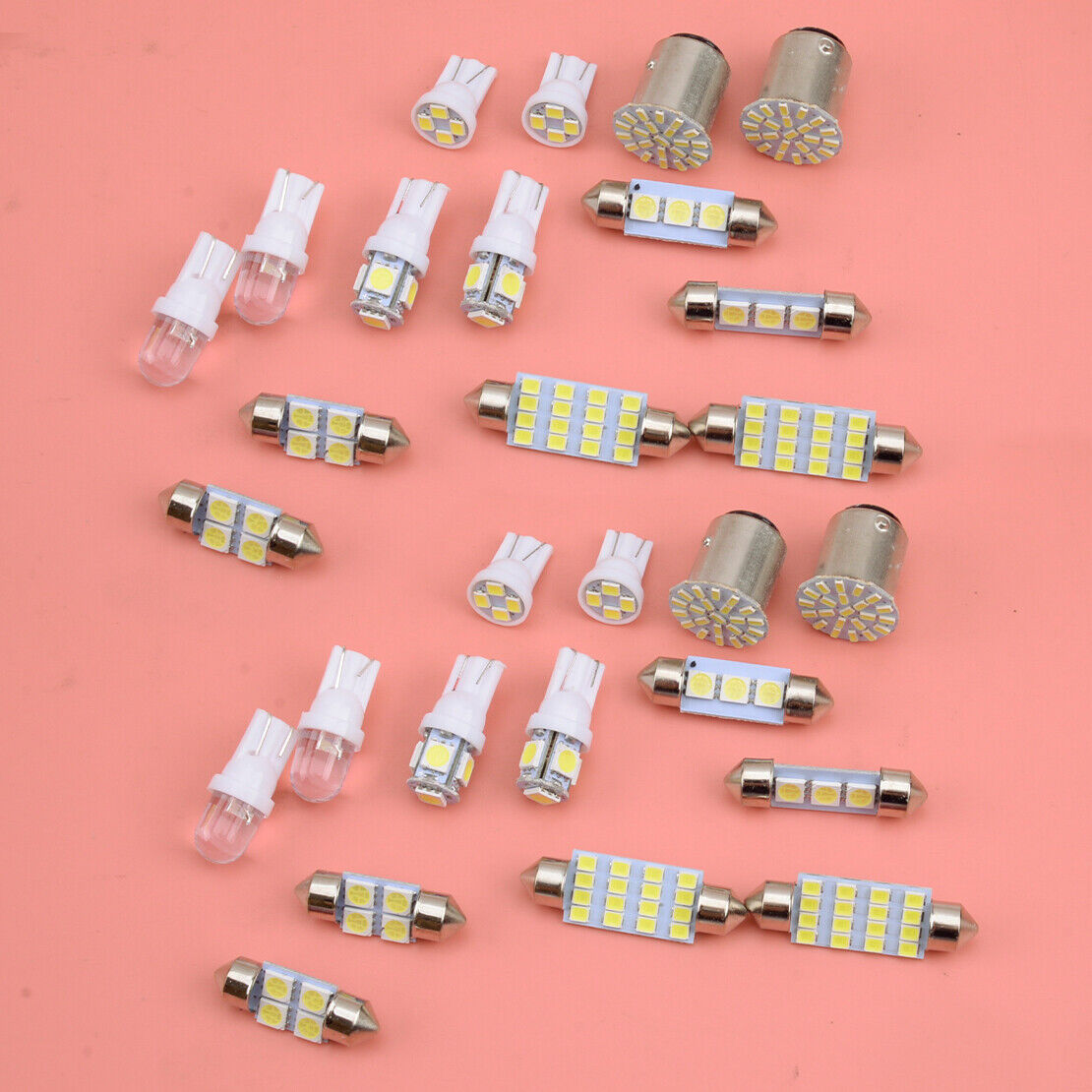 28pcs T10 LED Light Car Bulb Auto Lamp Set For Interior Dome Map Inside White
