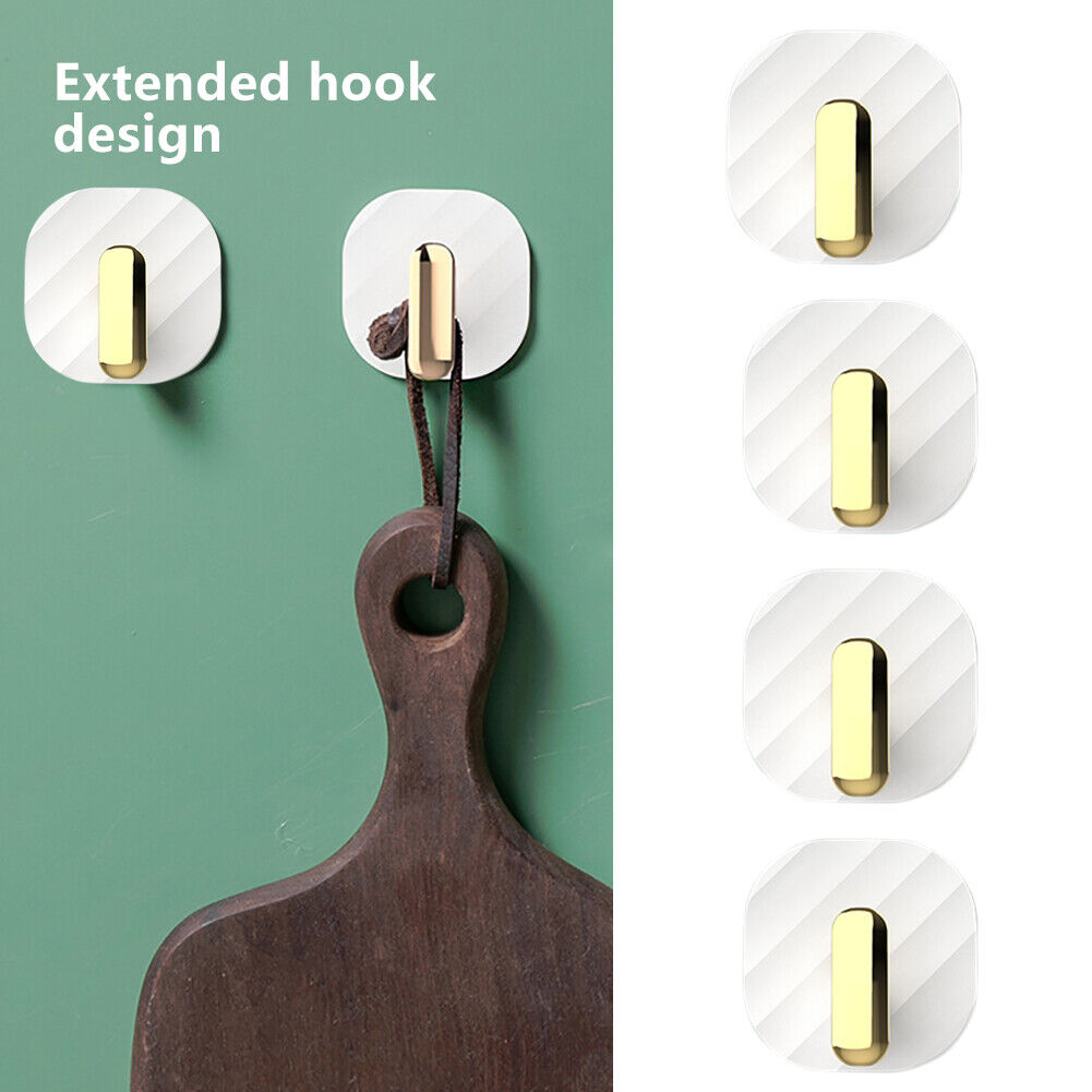 4pcs Adhesive Wall Hanging Storage Hook Waterproof Hangers Holder (White)
