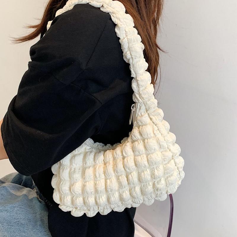 Small Square Bag Underarm Bag Shoulder Bag Pleated Cloud Bag for Valentine's Day