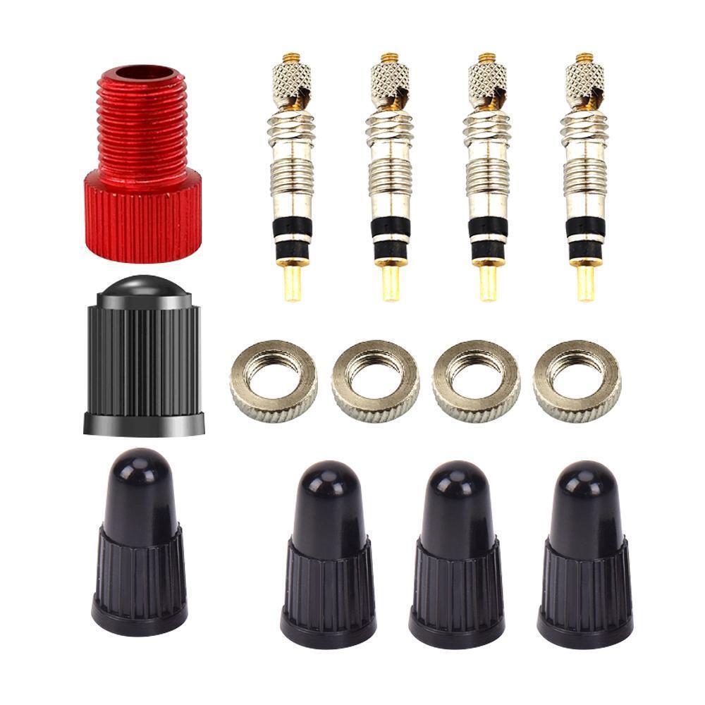 14 Pieces Presta Valve Core Tool Removable Tyre Adapter Kit Fit for Bicycle