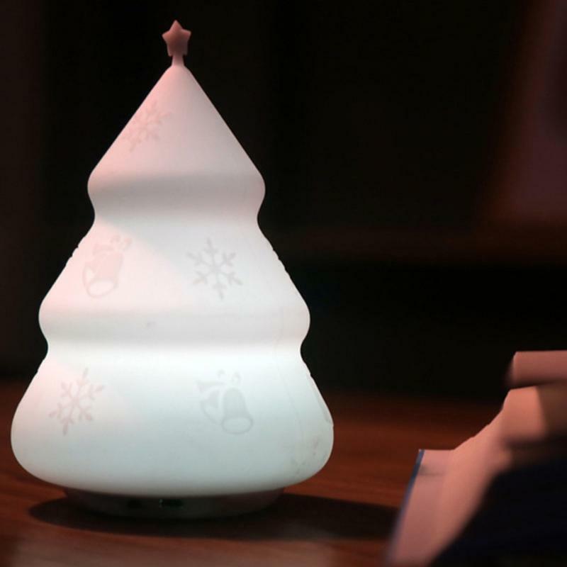 Cute LED Xmas Santa Shaped Tree Night Light with Touch Sensor Portable Silicone