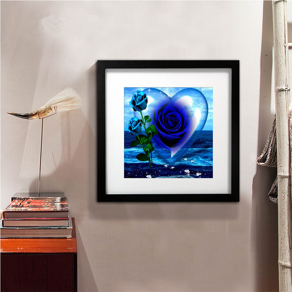 Blue Rose Heart 5D Diamond Painting Embroidery DIY Cross Stitch Home Decor
