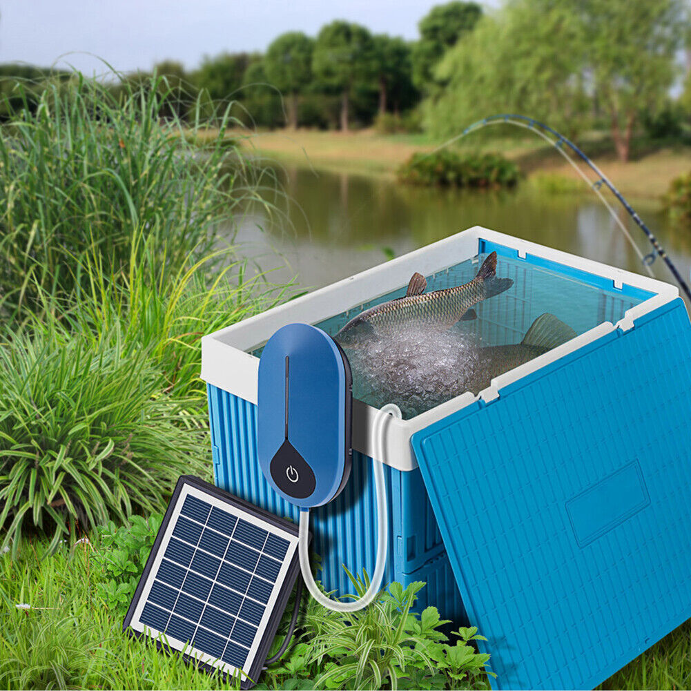 Aquarium Air Pump Pond Aerator Solar Powered Fish Tank Water Oxygen Pump