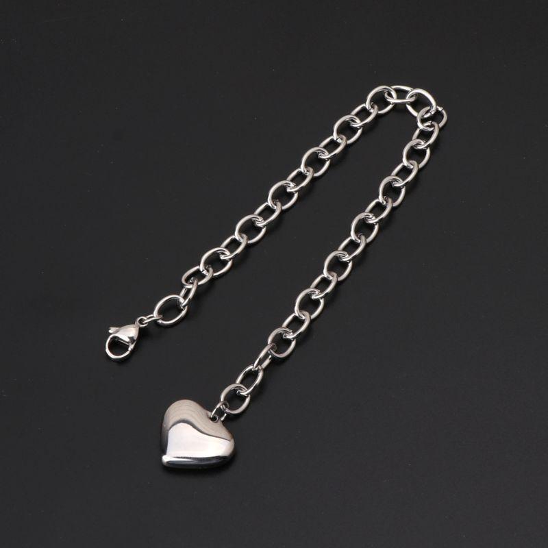 Stainless Steel Chain Link Bracelets for Women with Finish Heart Charm Bracelet