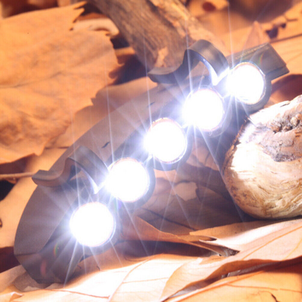 Clip-on Cap Hat Lamps 5 LED Headlamp Flashlight Camping Fishing Head Light