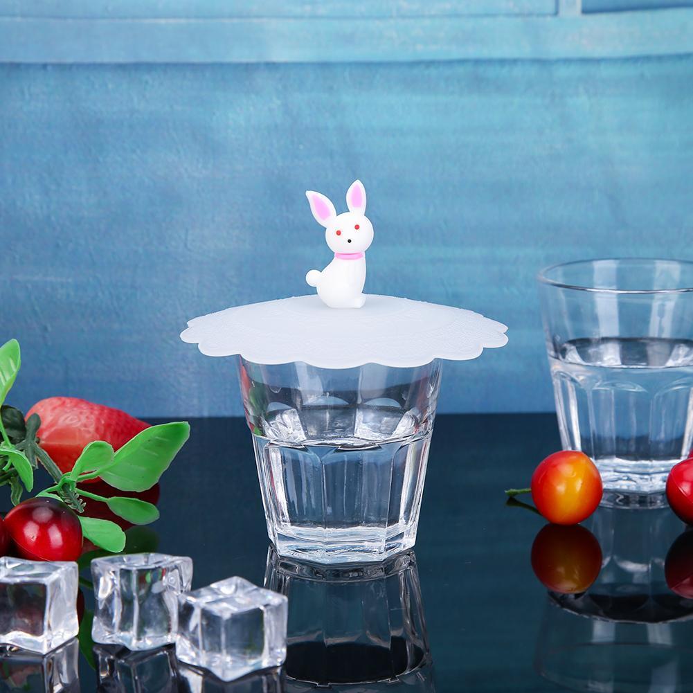 Transparent Silicone Leakproof Cup Cover Heat Resistant Sealed (Rabbit)