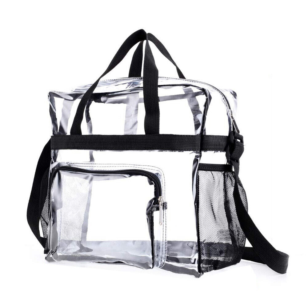 Fashion Clear Shoulder Bag Sports Fitness Stadium Large Handbags (Black)