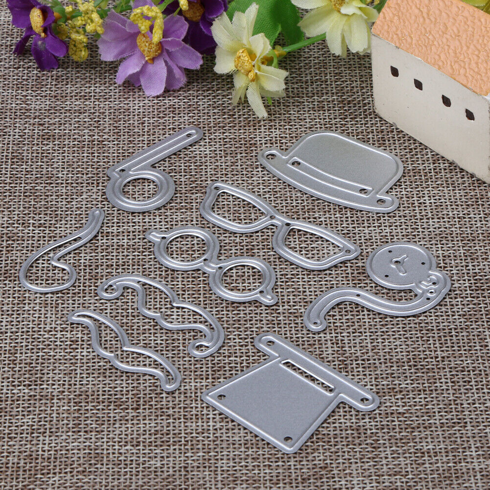 9pcs Male Hat Glasses Beard Pipe Metal Die Cutting Dies For Scrapbook