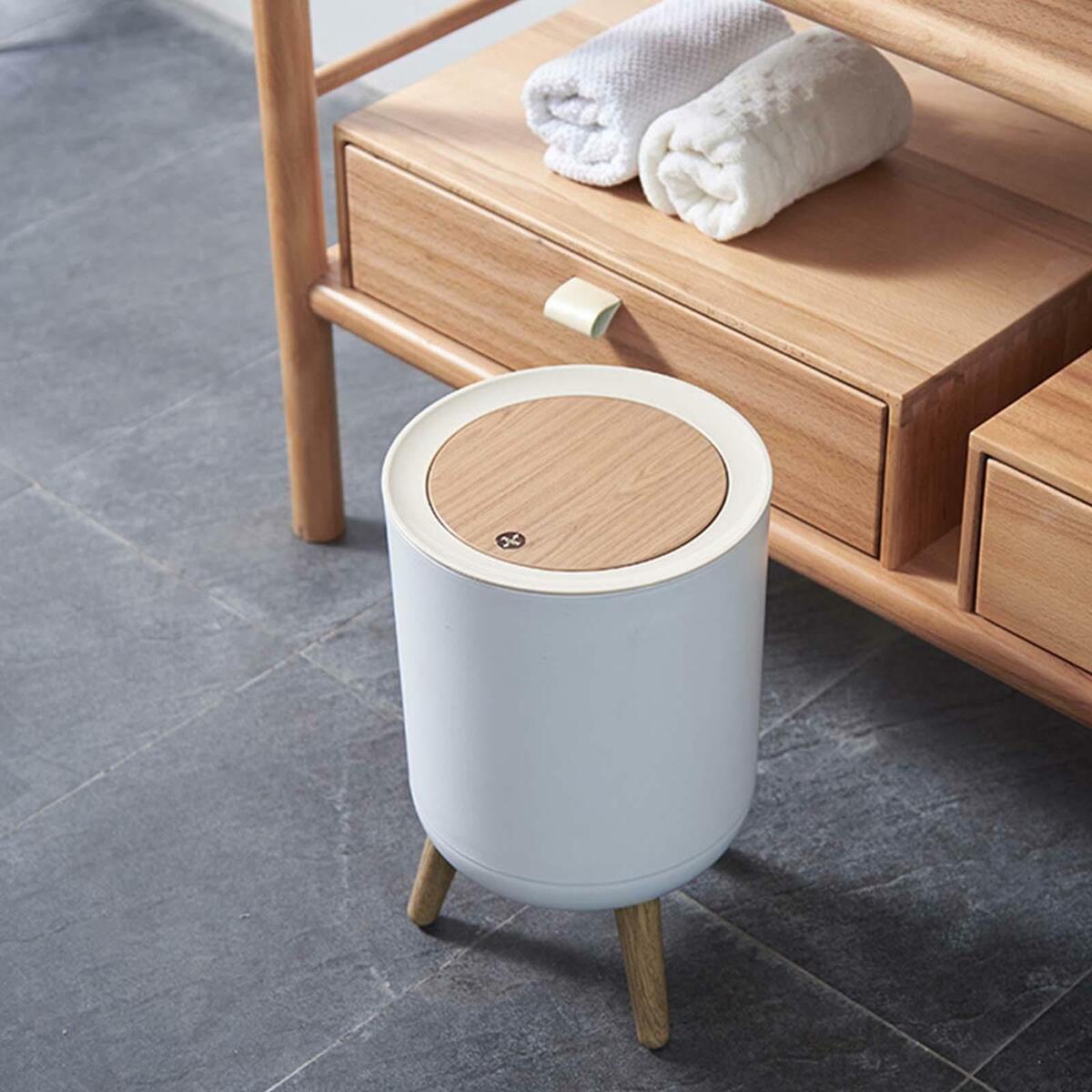 Fashion  Trash Can Press Lid High Foot Bedroom Toilet  Waste Bin