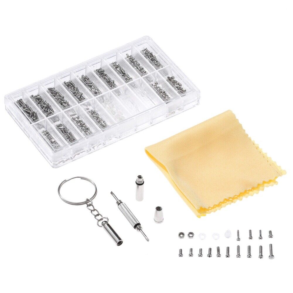 900Pcs Small Screws Glasses Repair Kit Eyeglass Screwdriver With a Plastic Case