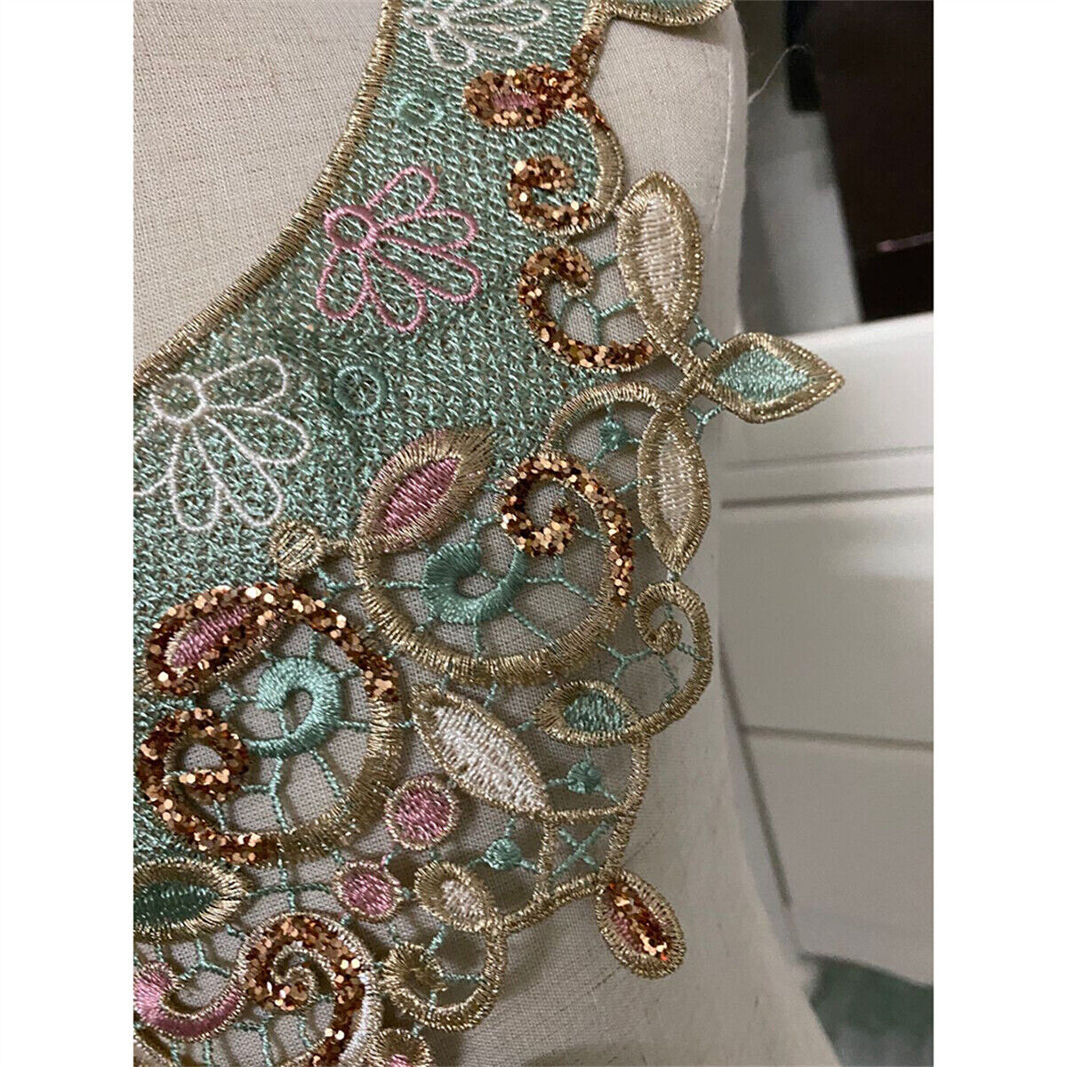 Embroidered Flower Lace Collar Neckline Sewing Applique DIY Clothing Accessories