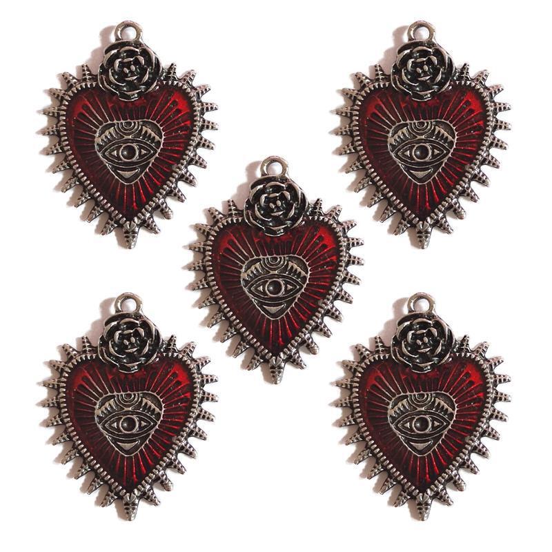 5x Heart Eye Gothic Pendant Alternative Steampunk Necklace Ornament DIY Jewelry