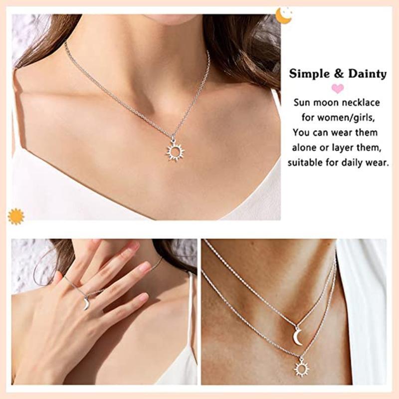 Stainless Steel Necklace Creative Good Friends Sun Moon Star Clavicle Necklace