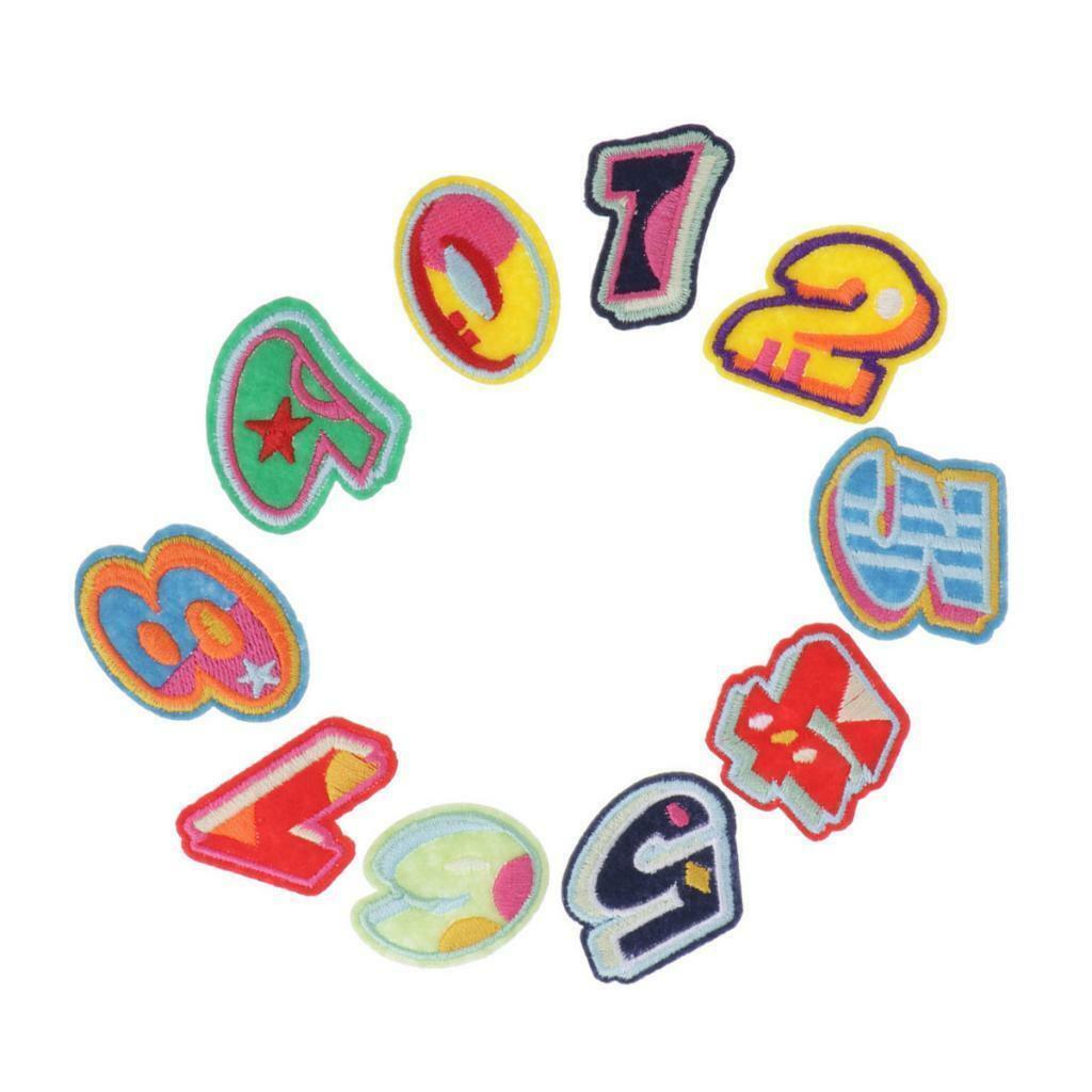 10pcs 0-9  Patches  Applique Fabric Clothes Coat Ornaments