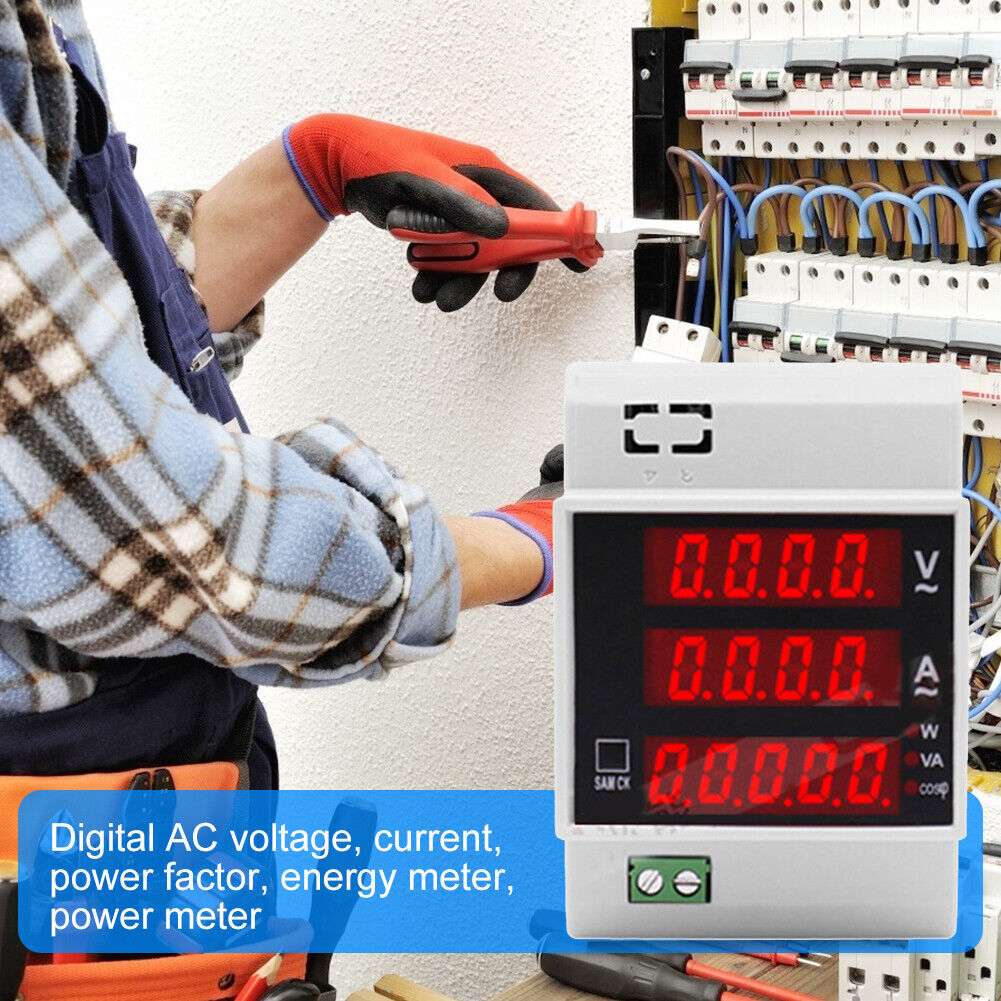 Din Rail Ammeter Voltmeter Volt Amp Meter LED Display Power Energy Meter