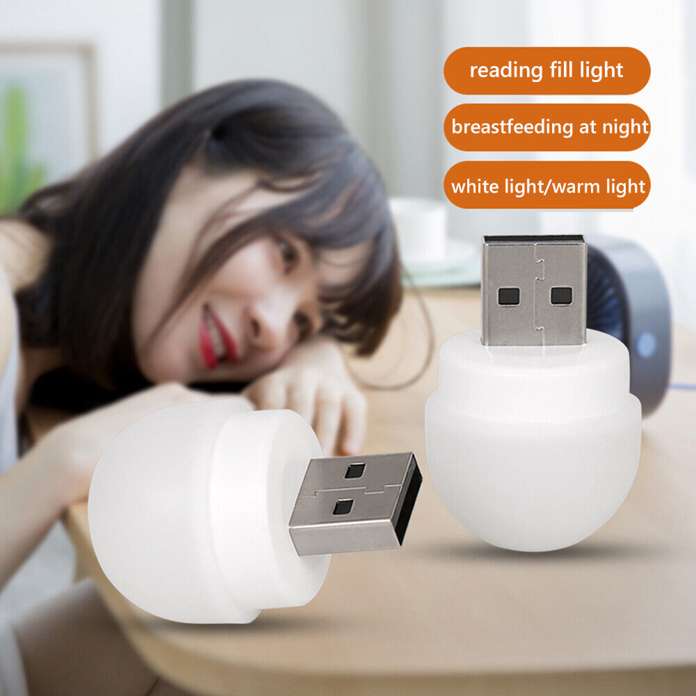 USB Plug Lamp Computer Mobile Power Charging USB Night Light (1pc-Warm)