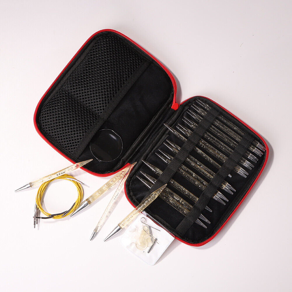 11 Pair Crochet Hook Circular Knitting Needles Set with Case DIY Art Crft