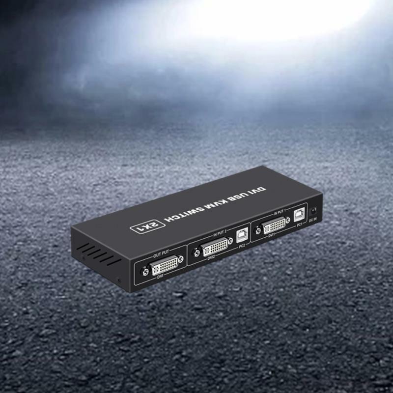 USB Switch Selector DVI KVM Switcher Box Hub Adapter 1 Port Out 2 In Splitter