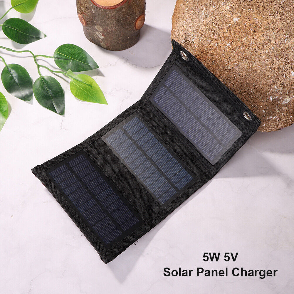 5W 5V Cellphone Solar Charger Panel Outdoor Camping Hike Folding Power Bank