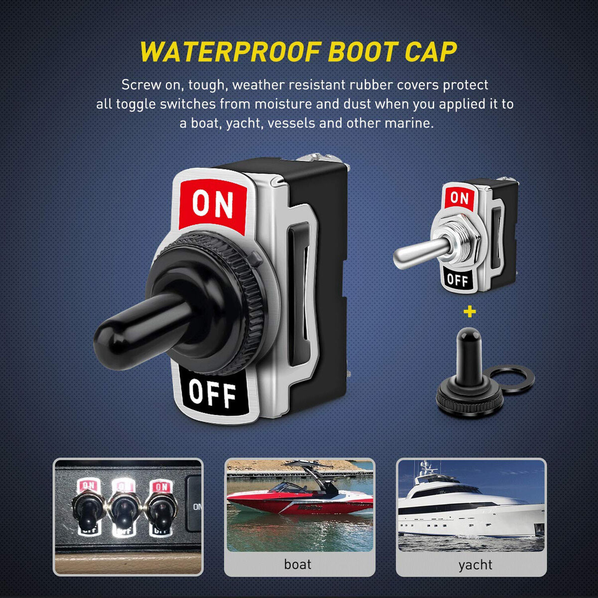 2 Terminals ON OFF Power SPST Rocker Toggle Switch for Car RV Marine Boat