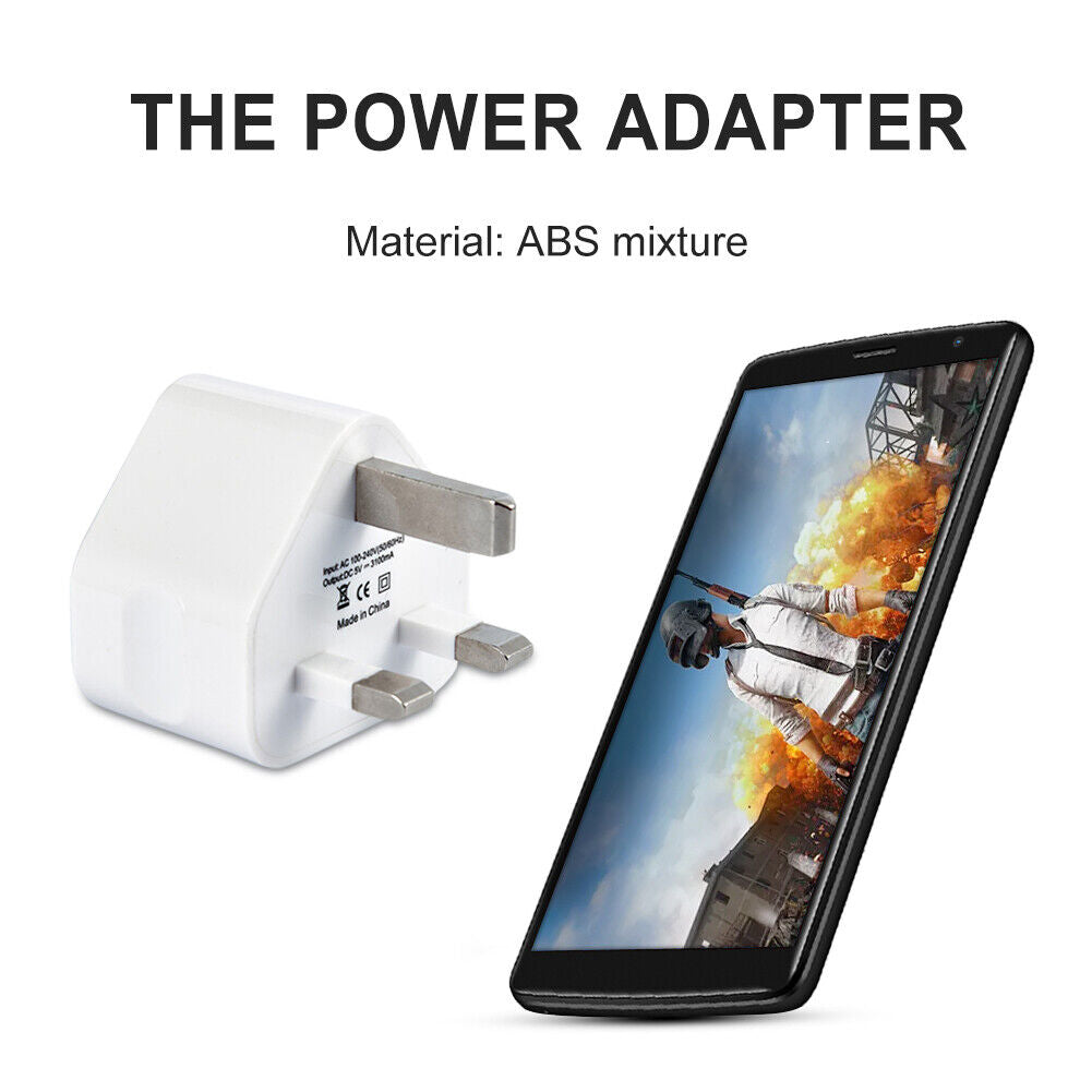 USB Power Adapter UK Plug Adapter Wall Charger for Phones (2 Ports USB)