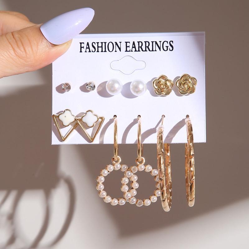 Flower Shape Stud Earring Women Round Hoop Earring Fashion Party Jewelry Gift