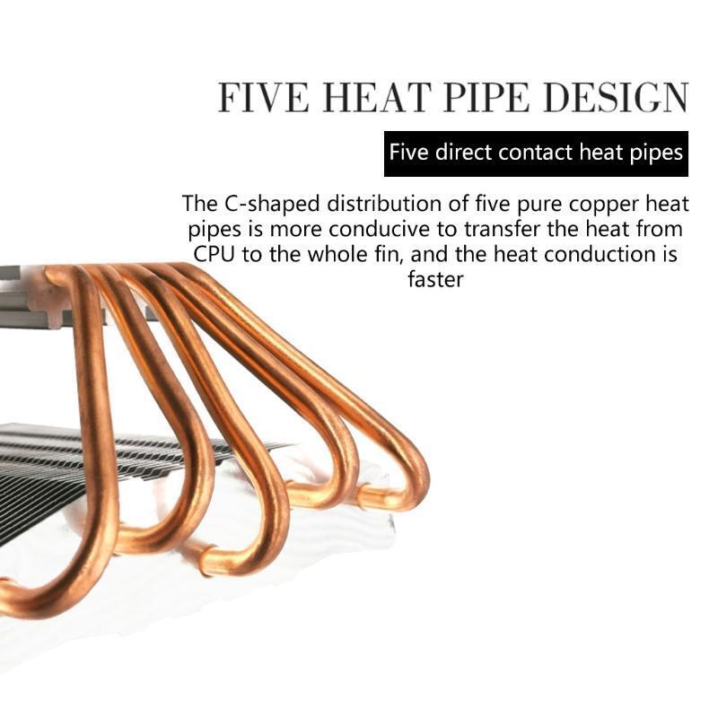 Low Profile CPU Cooler for Intel/amd/LGA Colorful RGB CPU Cooler w/5 Copper Tube