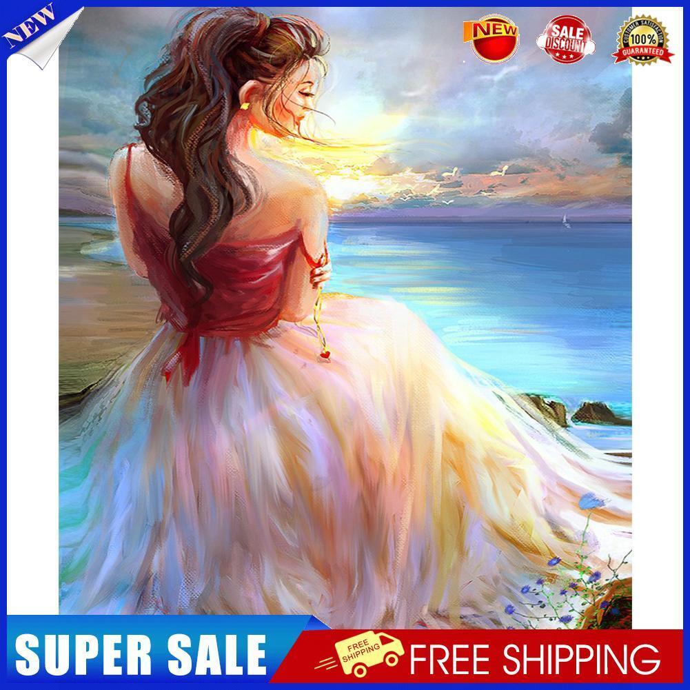Diamond Painting Oil painting girl Full Round Drill Rhinestone Picture
