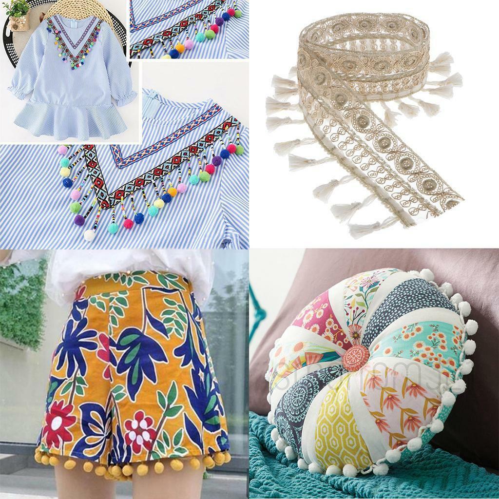 4× 1 Yard Fringe Jacquard Ribbon Lace Sewing  for  Clothes