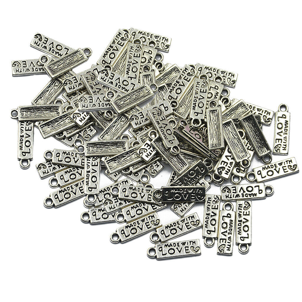100 Piece Tibetan    Heart Rectangle Heart Charms Pendant
