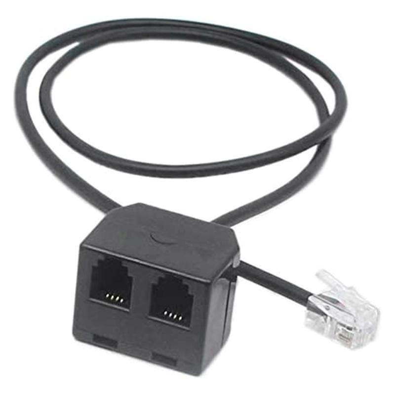 Universal  Extension Cable RJ9 Male to 2 Female 4P4C Connector Adapter Splitter