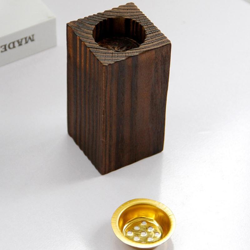 3Pcs Wooden Square Incense Burner Holder Cup Ash Catcher Yoga Aroma Stove Censer