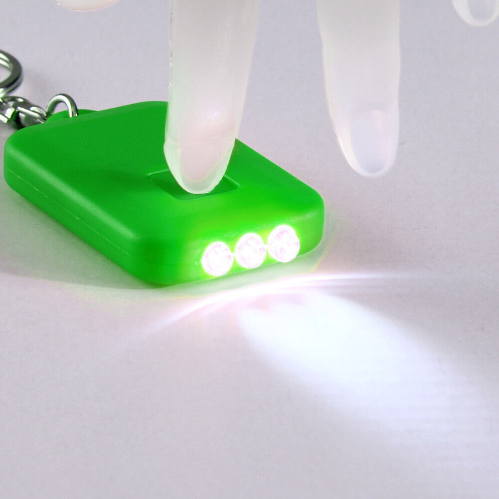 Mini Portable Solar 3 LED Light Keychain Camping Torch Flashlight (Green)