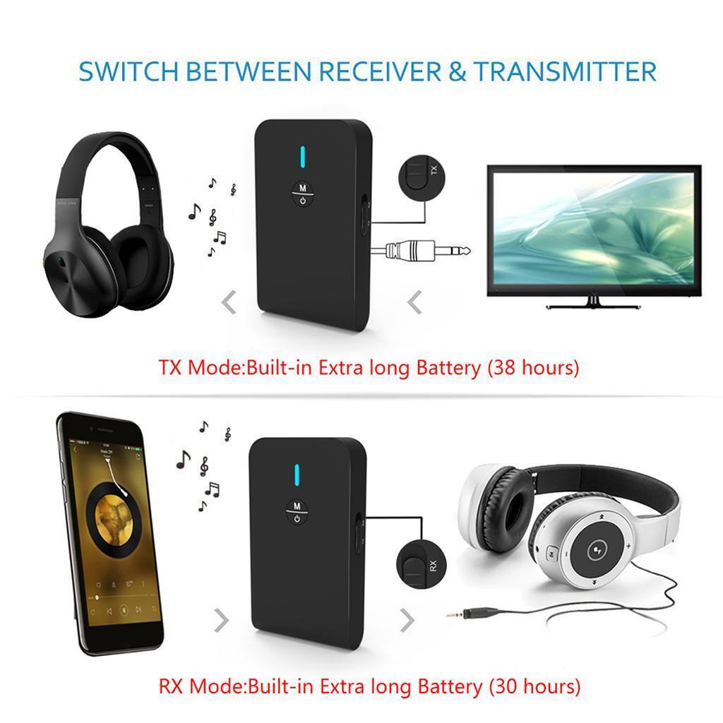 5.0 Transmitter Receiver Adapter for TV Headphone PC Audio Speaker