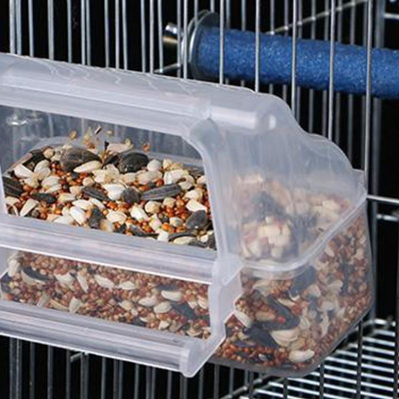 Bird Feeder with Perch for Cage Wide Opening Plastic Container Food Dispenser