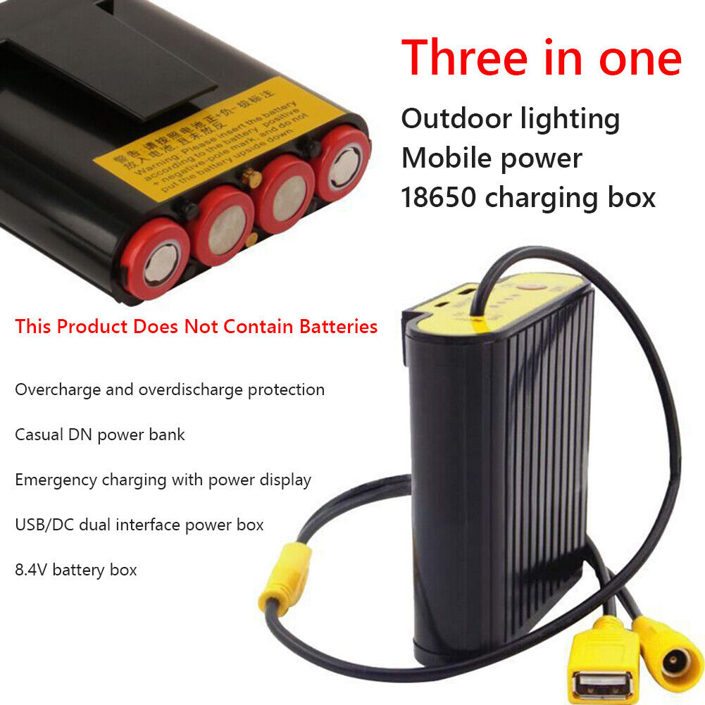 18650 Battery Pack Power Bank Case 8.4V DC + 5V USB Output for Bike Light
