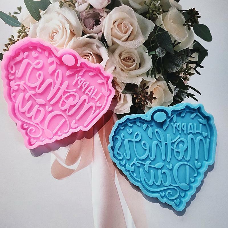 Mother's Day Love Heart Letters Keychain UV Crystal Epoxy Mold DIY Crafts Mould