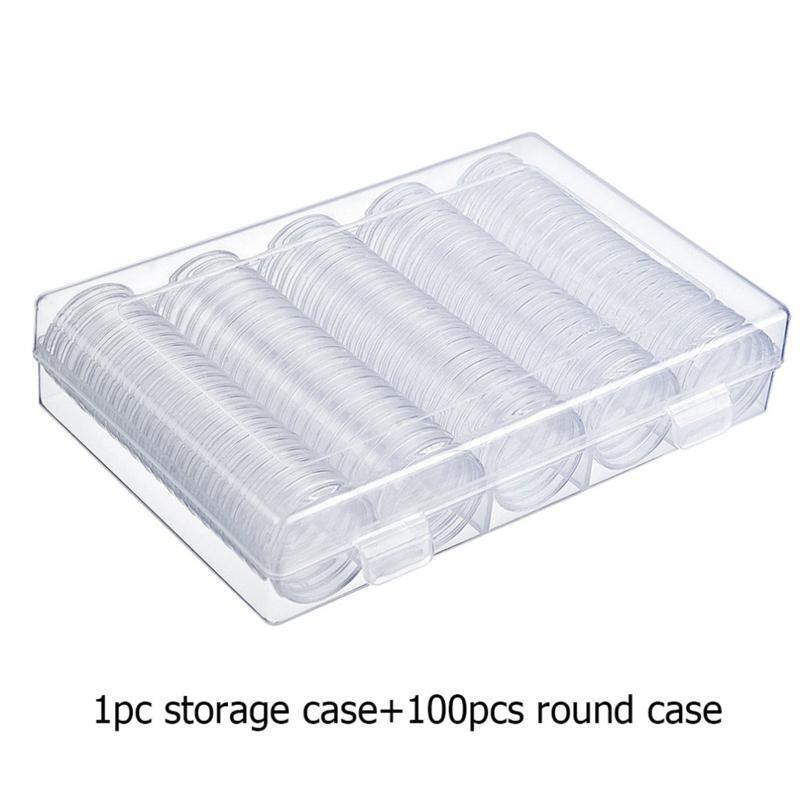 20/25/27/30mm Clear Round Coin Box Capsules Storage Coin Collection Holder 100X