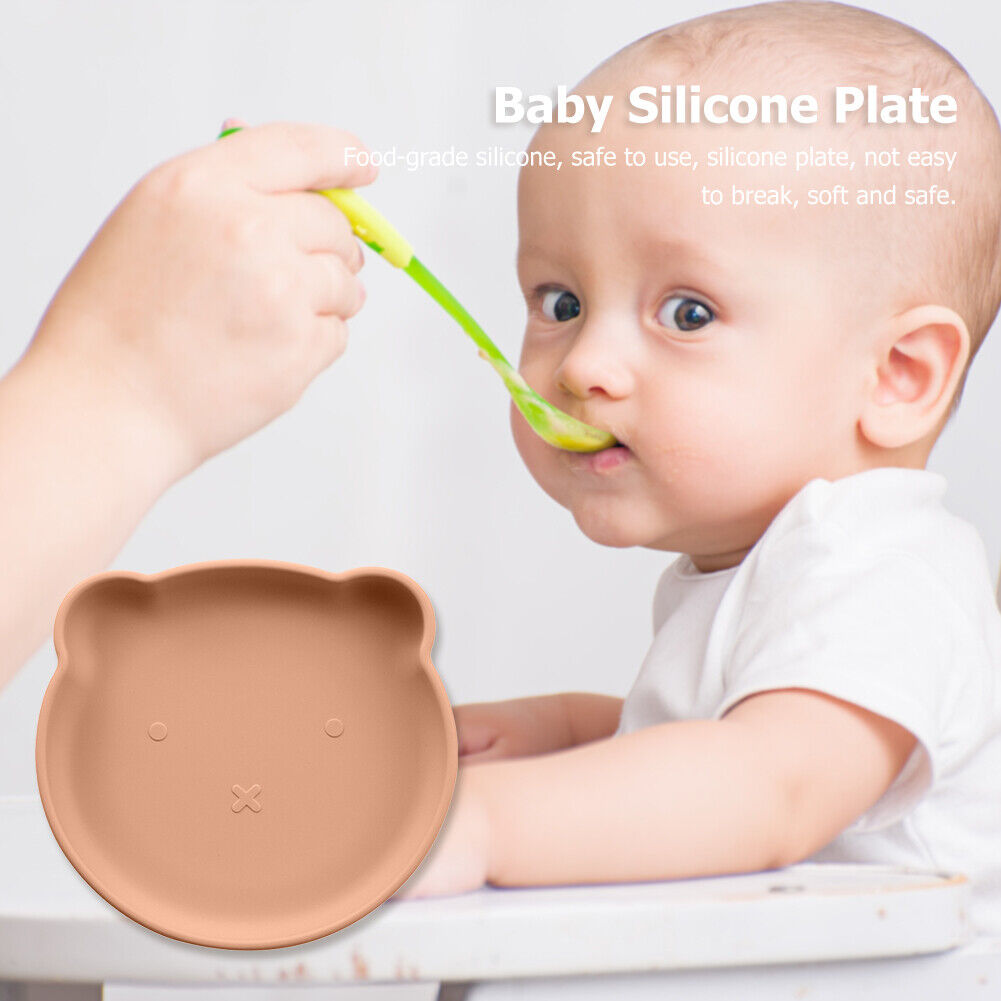 Children Dishes Baby Silicone Sucker Feeding Bowl Kid Dining Plate (Red)