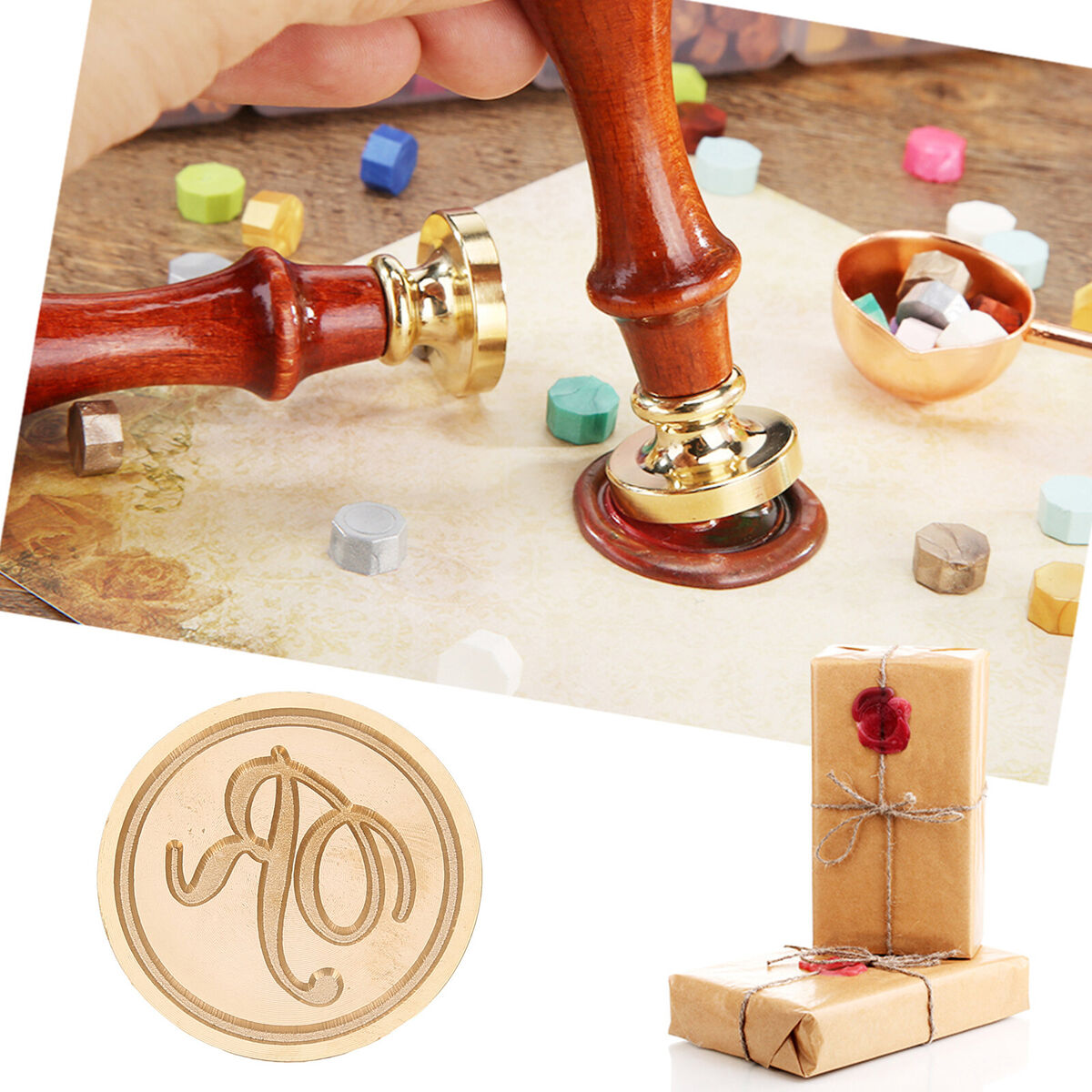 Wax Seal Stamp, Roman Alphabet Sealing Wax Brass Heads 30mm for Wedding (R)