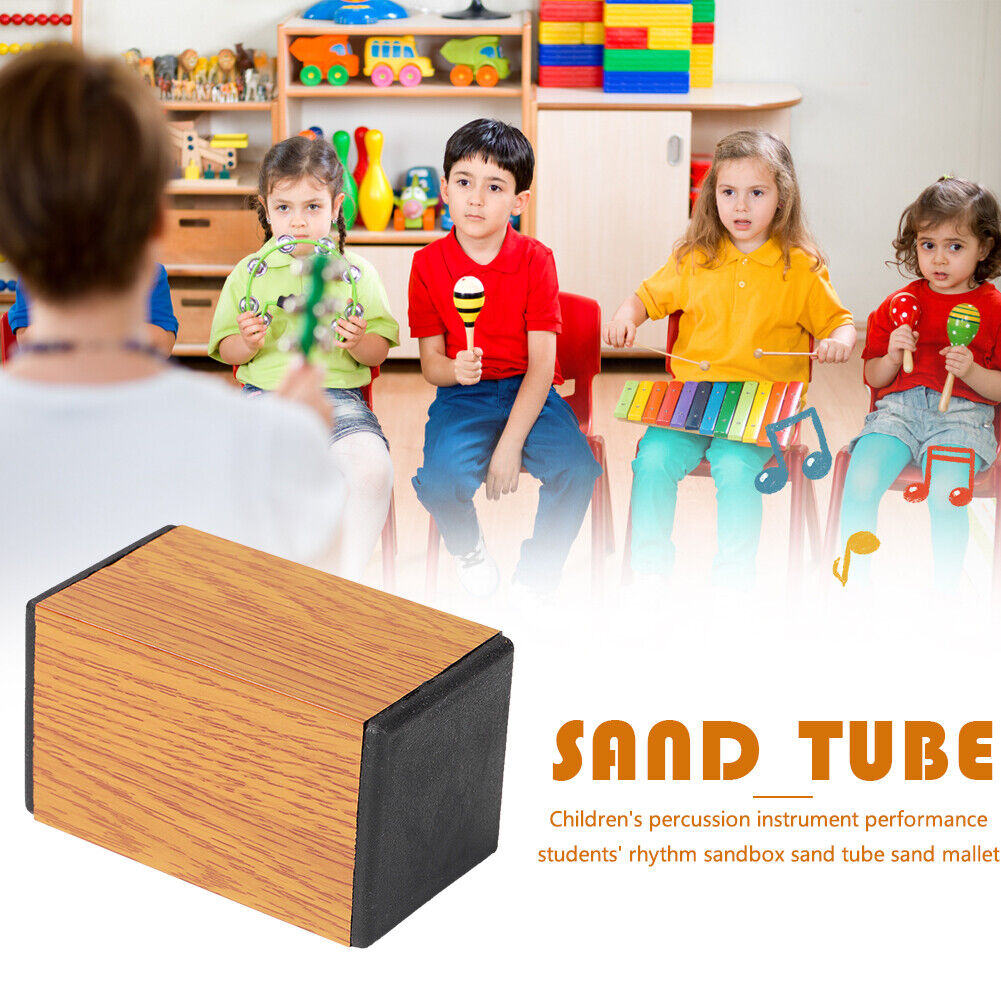 Ethnic Cylinder Sand Shaker Rhythm Hand Percussion Drum Kids (Dark Wood)
